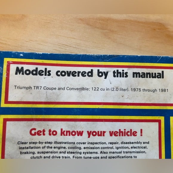 Triumph TR7 Models 1975 thru 1981 Owners Workshop Manual - Picture 4 of 14